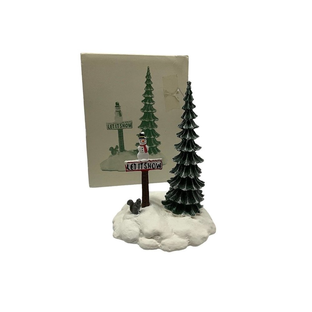 Dept 56 Snow Village Accessory Vintage Let It Snow Snowman Sign in Original Box